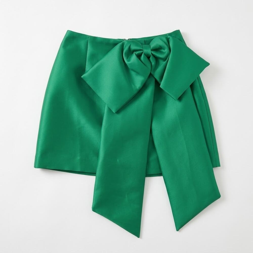 Antonio Melani Green Bow Mini Skirt Size 10 - Picture 2 of 8